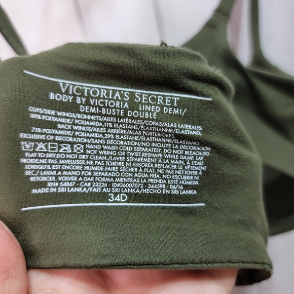 Victoria's Secret Women's Green Crochet Body Lined Demi Bra Size 34D Underwire. - Picture 5 of 6